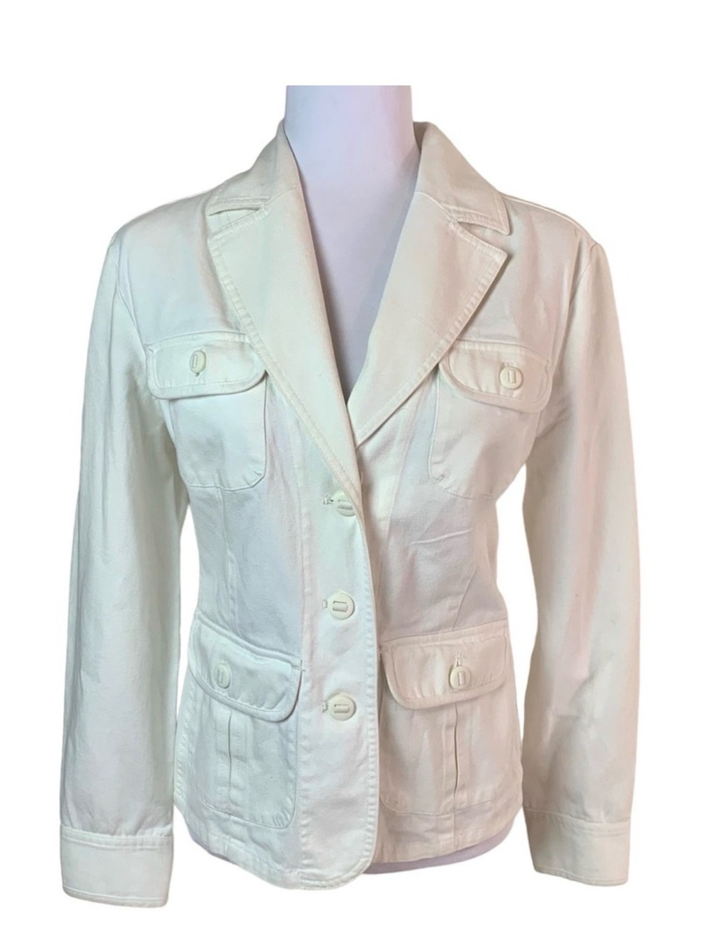 Women's white Button-Front Blazer Utility Jacket